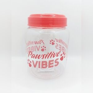 Pawsitve Vibe Doggie Treat Plastic Containers Jars with Red Lid Prented Airtight